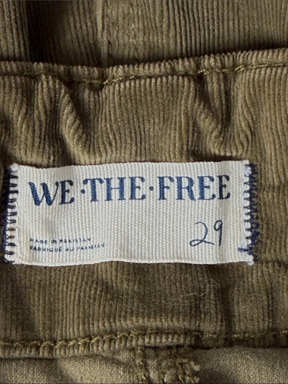 Free People We The Free Jayde Cord Flare Pants High Rise Olive Green Size 29 - Picture 8 of 11